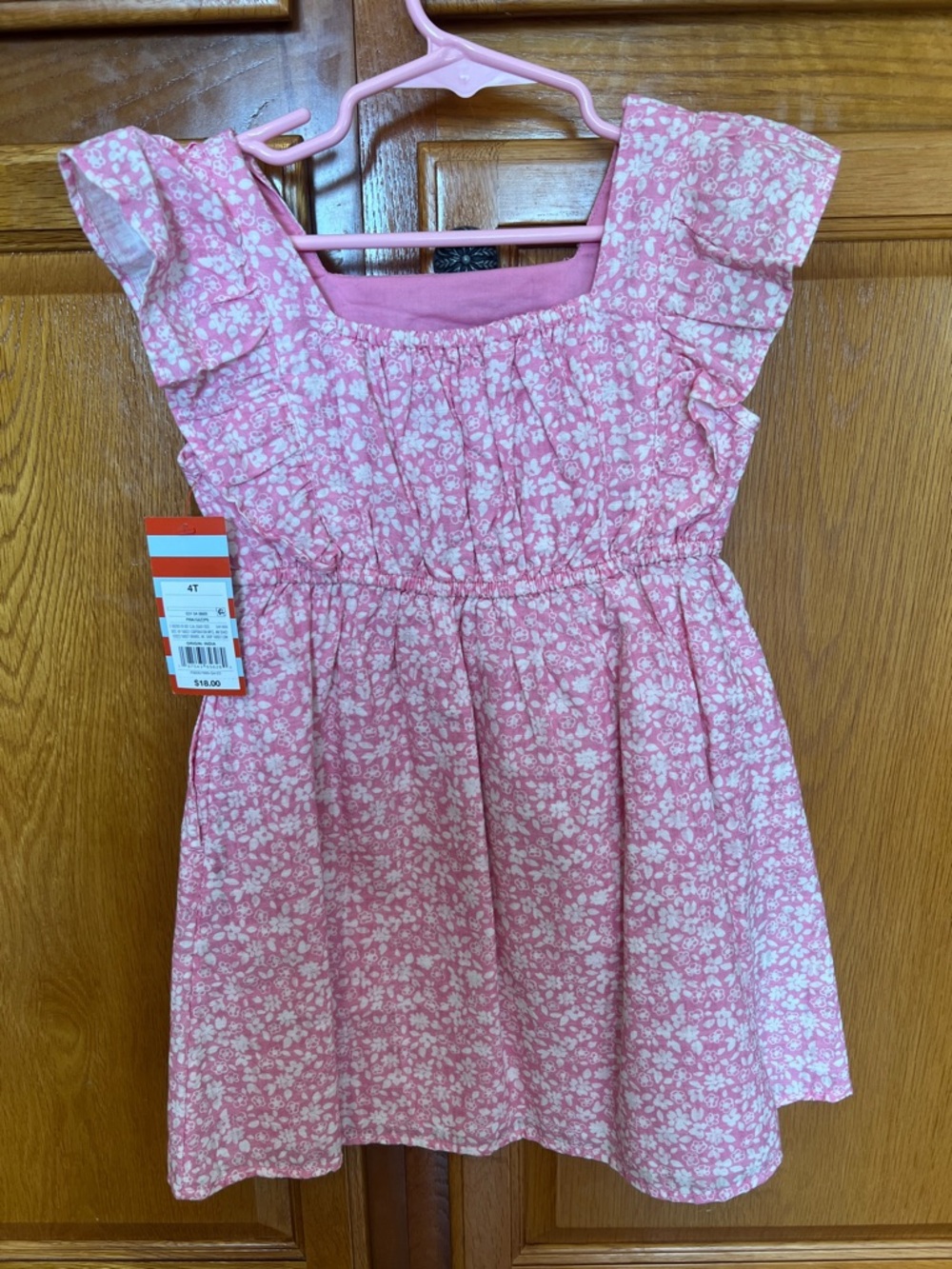 Cat & Jack Pink Floral Ruffle-Sleeve Dress